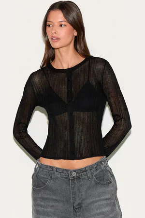 PRETTYLITTLETHING Sheer Knit Cardigan