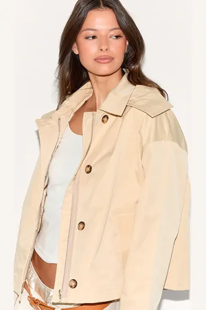 PRETTYLITTLETHING Hooded Zip Up Trench