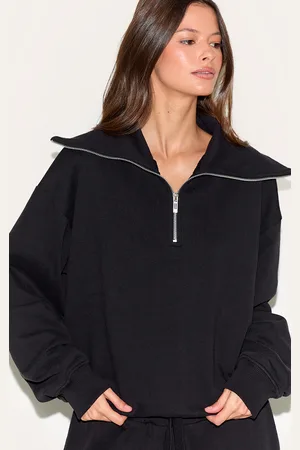 PRETTYLITTLETHING Premium Loopback Quarter Zip Foldover Sweatshirt