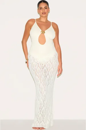 PRETTYLITTLETHING Plus Crochet Maxi Knot Detail Beach Skirt