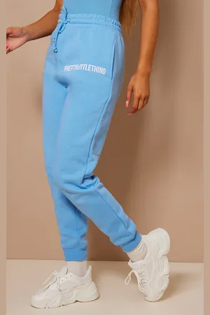 PRETTYLITTLETHING Logo High Waisted Cuffed Track Pant