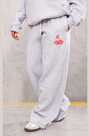 PRETTYLITTLETHING Cherry Print Oversized Wide Leg Track Pants