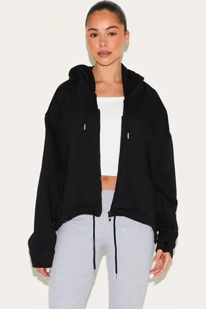 PRETTYLITTLETHING Oversized Zip Up Toggle Waist Hoodie