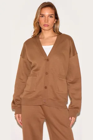 PRETTYLITTLETHING Button Front Pocket Sweat Cardigan