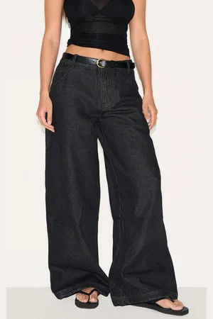 PRETTYLITTLETHING Raw Indigo Seam Detail Low Rise Baggy Jeans