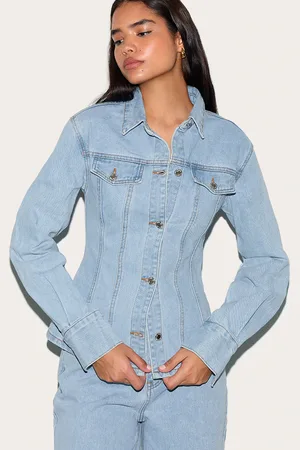PRETTYLITTLETHING Tall Long Sleeve Cinched Denim Shirt