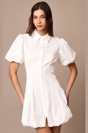 PRETTYLITTLETHING Button Down Cinched Waist Shift Dress
