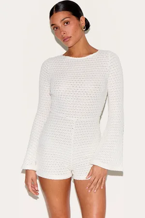 PRETTYLITTLETHING Petite Textured Jersey Long Sleeve Unitard