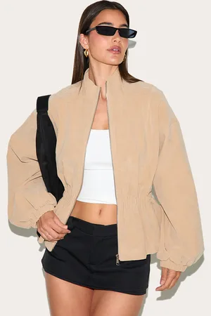 PRETTYLITTLETHING Cinched Waist Suede Jacket