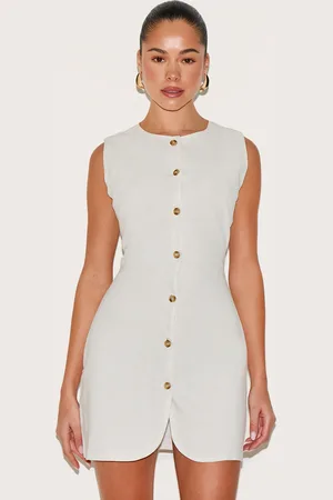PRETTYLITTLETHING Button Down Bodycon Dress