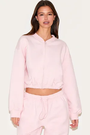 PRETTYLITTLETHING Drawcord Waist Cropped Zip Up Sweatshirt