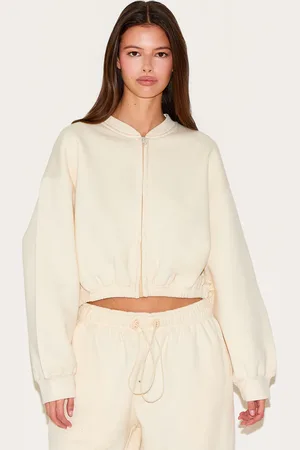 PRETTYLITTLETHING Drawcord Waist Cropped Zip Up Sweatshirt