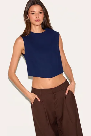 PRETTYLITTLETHING Linen Look Boxy Pointed Hem Top