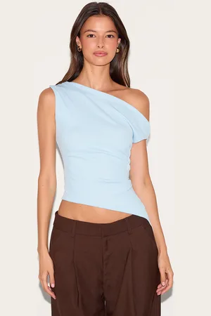 PRETTYLITTLETHING Burnout Mesh Asymmetric Long Top