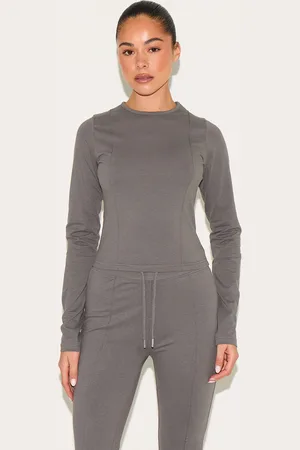 PRETTYLITTLETHING Cotton Seam Detail Long Sleeve Top