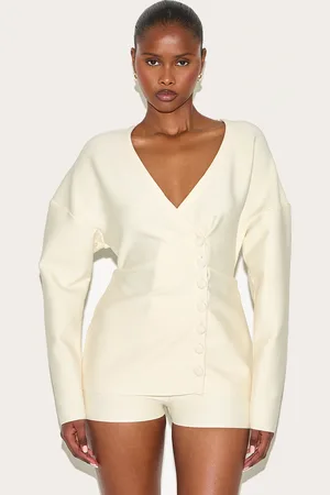 PRETTYLITTLETHING Bandage Button Up Cardigan Playsuit