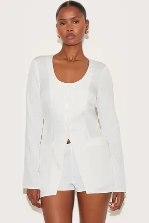 PRETTYLITTLETHING Tailored Button Down Scoop Neck Playsuit