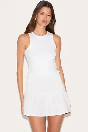 PRETTYLITTLETHING Cotton Shirred Drop Waist Mini Skirt