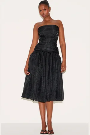PRETTYLITTLETHING Organza Ruched Bodice Midi Dress