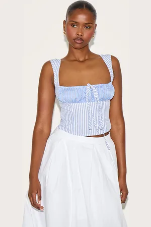PRETTYLITTLETHING Cotton Contrast Striped Crop Top
