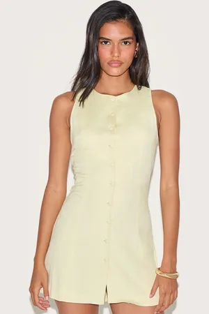 PRETTYLITTLETHING Linen A Line Cinched Back Skort Playsuit