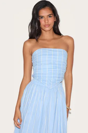PRETTYLITTLETHING Cotton Poplin Ruched Front Bandeau Top