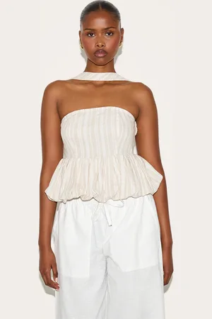 PRETTYLITTLETHING Striped Bubble Hem Top
