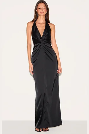 PRETTYLITTLETHING Bridesmaid Satin Twist Detail Halterneck Maxi Dress