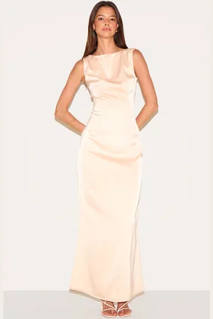 PRETTYLITTLETHING Bridesmaid Satin Boat Neck Maxi Dress