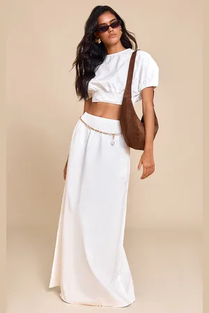 PRETTYLITTLETHING Shirred Waist Low Rise Maxi Skirt
