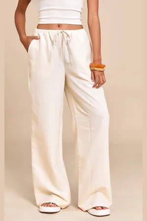 PRETTYLITTLETHING Butter Pinstripe Straight Leg Pants