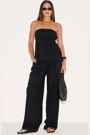 PRETTYLITTLETHING Tall Linen Look Floaty Wide Leg Pants