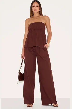 PRETTYLITTLETHING Tall Linen Look Floaty Wide Leg Pants