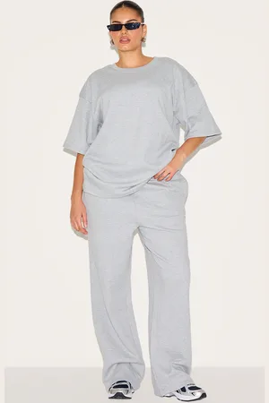 PRETTYLITTLETHING Plus Jersey Mid Rise Wide Leg Pant