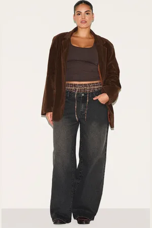 PRETTYLITTLETHING Plus Denim Double Layered Boxer Boyfriend Jeans