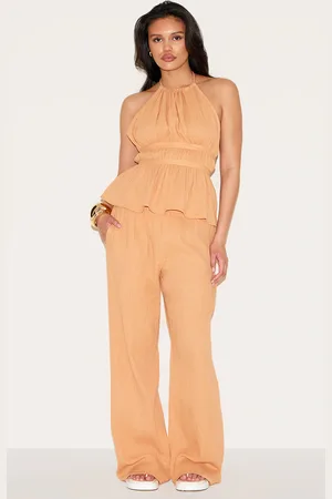 PRETTYLITTLETHING Cheesecloth Low Rise Wide Leg Pants