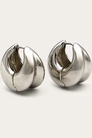 PRETTYLITTLETHING Chunky Clasp Beveled Hoop Earrings