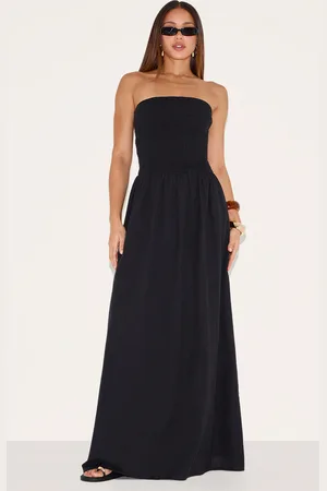 PRETTYLITTLETHING Tall Bandeau Shirred Detail Maxi Dress