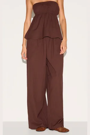 PRETTYLITTLETHING Linen Look Floaty Wide Leg Pants