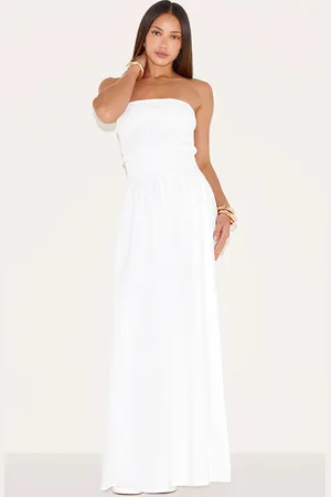 PRETTYLITTLETHING Tall Bandeau Shirred Detail Maxi Dress