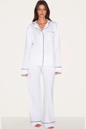 PRETTYLITTLETHING Jersey Piping Detail Long PJ Set