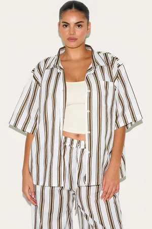 PRETTYLITTLETHING Plus Striped Oversized Shirt