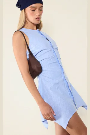 PRETTYLITTLETHING Striped Cotton Ruched Detail Bodycon Dress