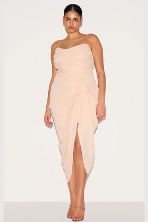 PRETTYLITTLETHING Plus Ruched Drape Midi Dress