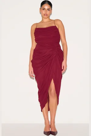 PRETTYLITTLETHING Plus Chiffon Ruched Drape Midi Dress