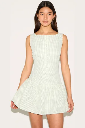 PRETTYLITTLETHING Striped Scoop Back Button Down Shift Dress