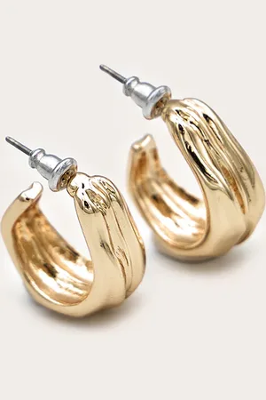 PRETTYLITTLETHING Molten Flare Hoop Earrings