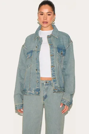 PRETTYLITTLETHING Vintage Blue Oversized Classic Denim Jacket