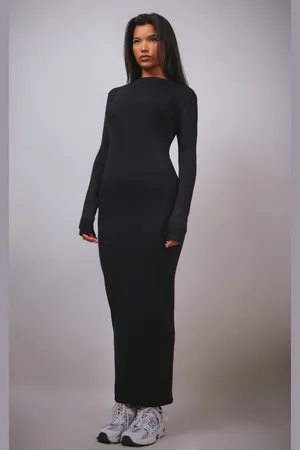 PRETTYLITTLETHING High Neck Boat Neck Split Maxi Dress