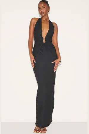 PRETTYLITTLETHING Double Layer Soft Touch Trim Detail Maxi Dress